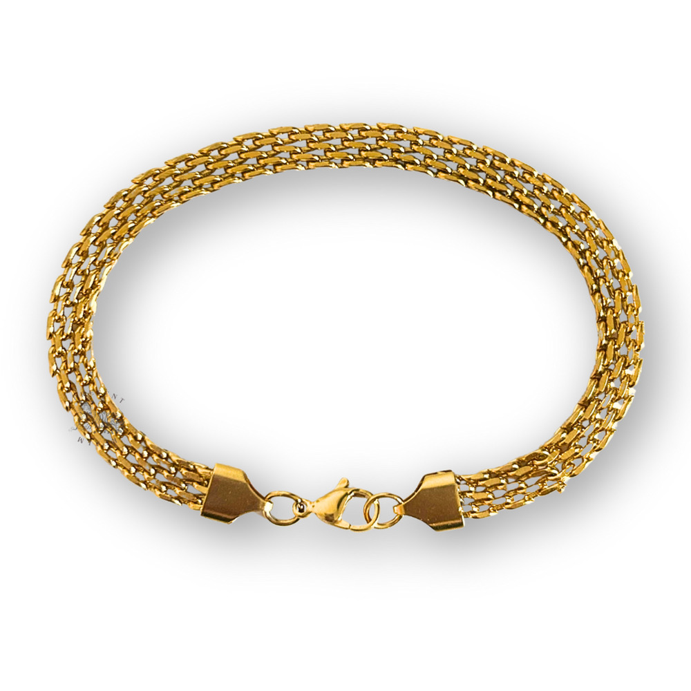Mesh Link Chain Bracelet 6mm Stainless Steel Gold Modern Jewelry Gift